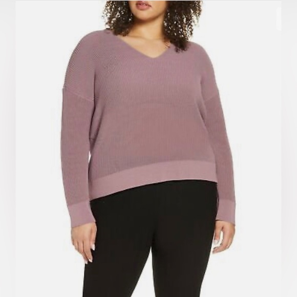 Eileen Fisher Sweaters - Eileen FISHER Plus Size V Neck Mauve Knit Pullover Sweater 3X